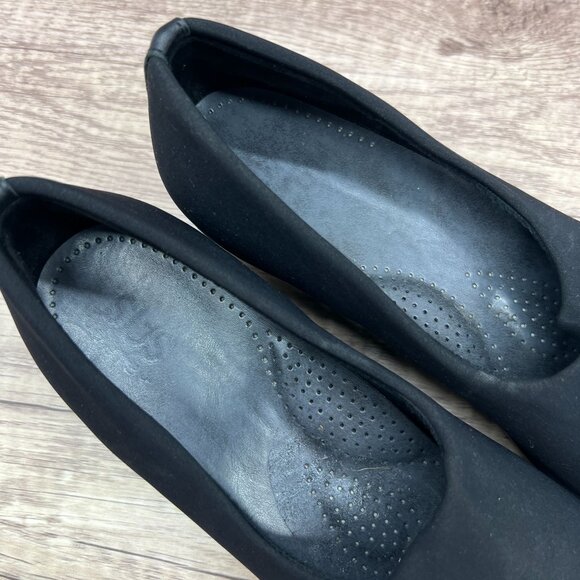 SAS Bliss Womens Shoes Size 7.5 Wide Comfort Black Wedge Slip On Made In USA - Picture 6 of 10